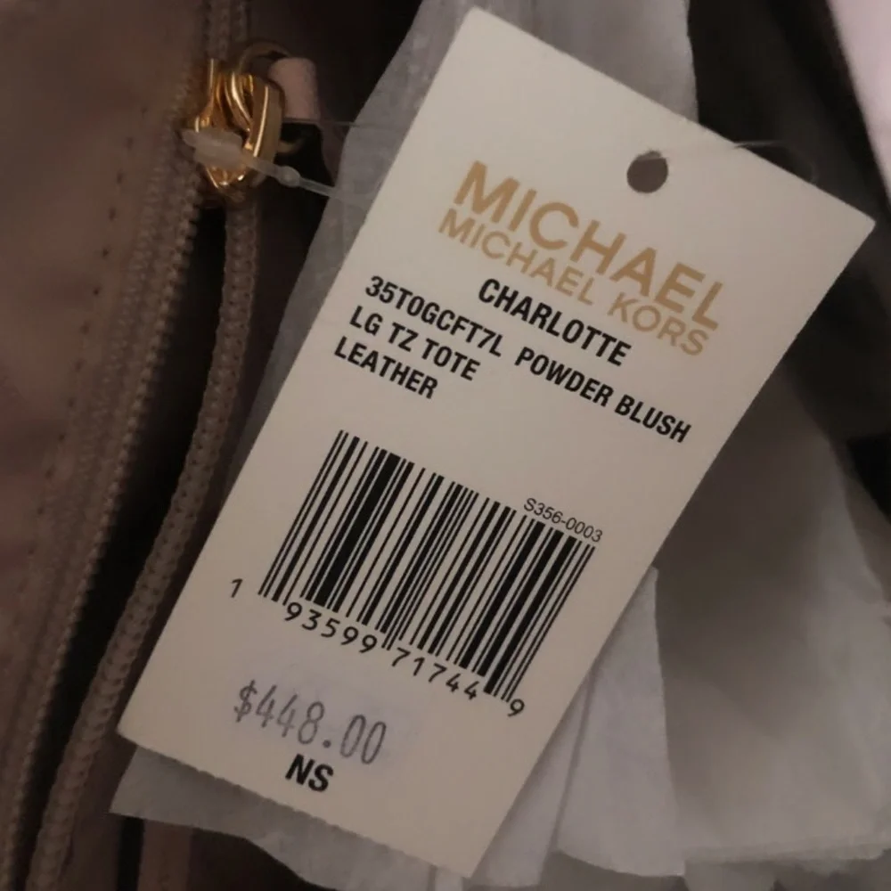 🎉HP🎉MICHAEL KORS • Charlotte Large Leather Tote in Powder Blush • NWT - Picture 5 of 5